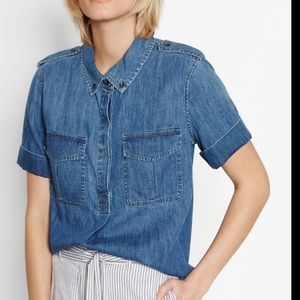 Equipment Femme Rory 100% cotton denim chambray blue shirt